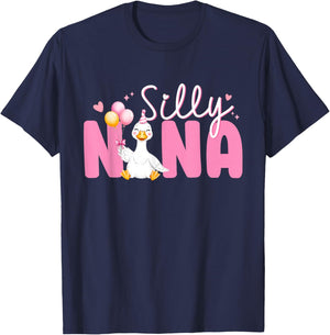 Silly Nana Goose Nana 1st Birthday Family Matching Party T-Shirt - T-Shirt | Navy
