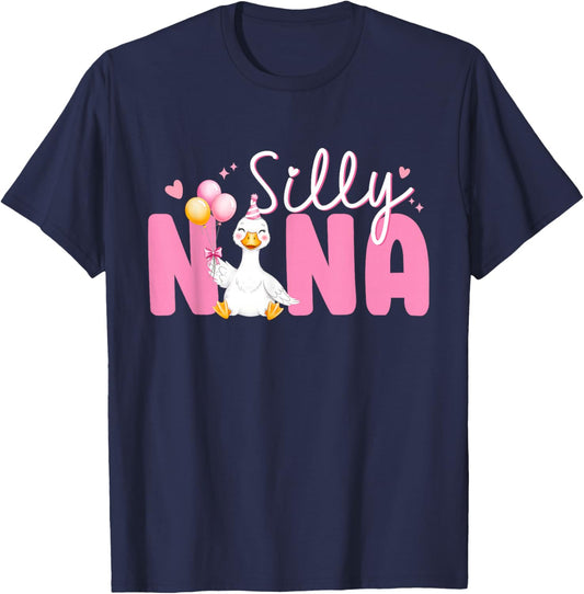 Silly Nana Goose Nana 1st Birthday Family Matching Party T-Shirt - T-Shirt | Navy