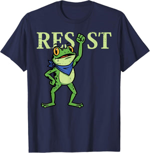 Frog Resist Raised Fist Protest Equality Men Women Kids T-Shirt - T-Shirt | Navy