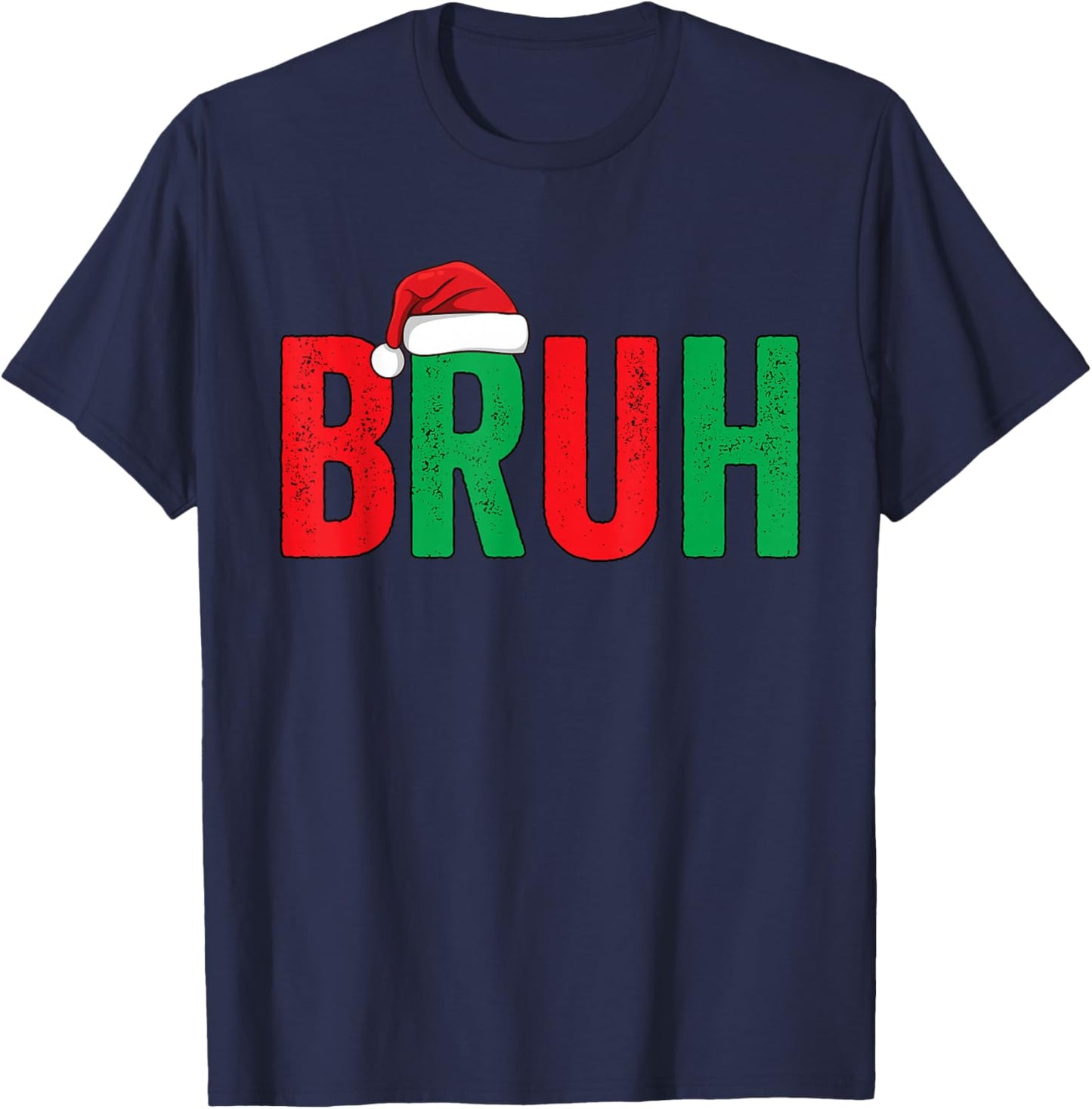 Merry Christmas Bruh Funny Santa Claus Retro Men Women Kids T-Shirt - T-Shirt | Navy
