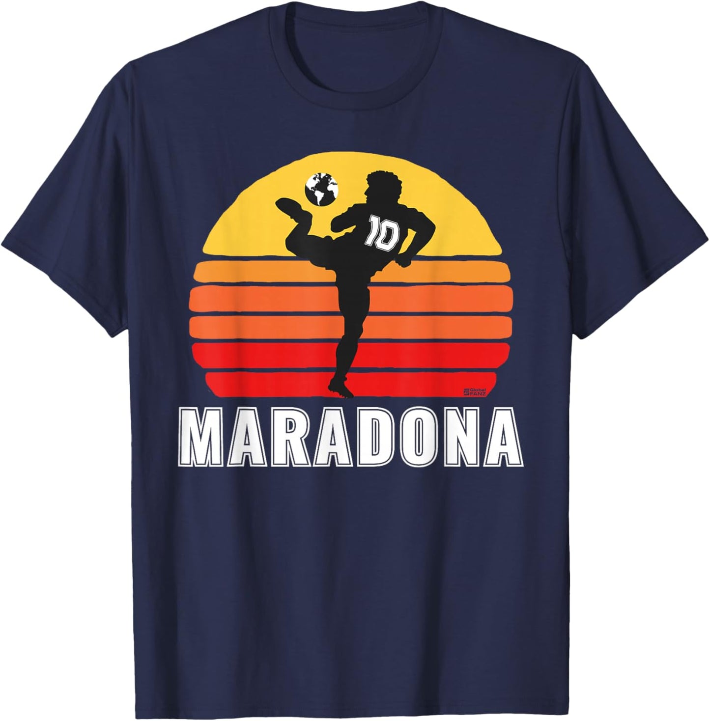 Diego Maradona Taquito Football Move #10 Soccer 80s Sunset T-Shirt - T-Shirt | Navy