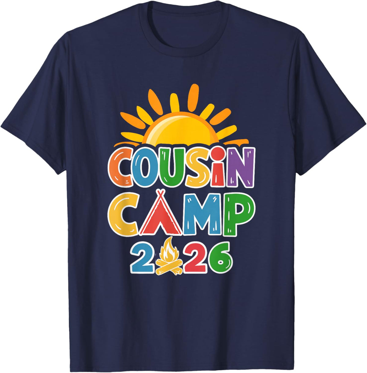 Cousin Camp 2026 Family Vacation Summer Camping Crew T-Shirt - T-Shirt | Navy
