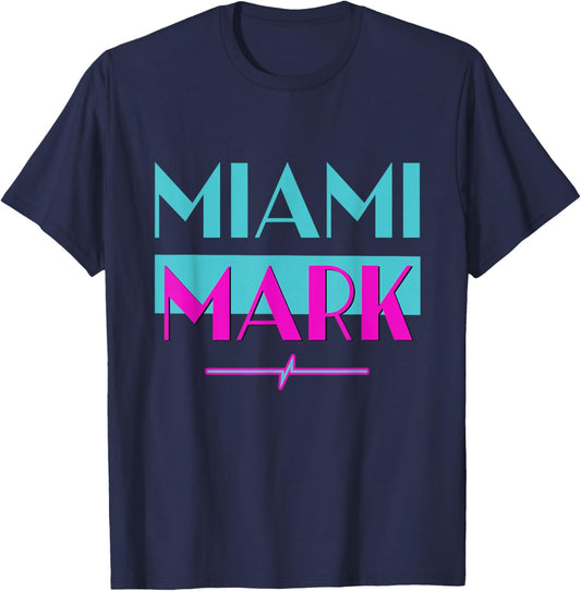 Miami Mark DJ Entertainment 80s Nostalgia Fun Novelty T-Shirt - T-Shirt | Navy