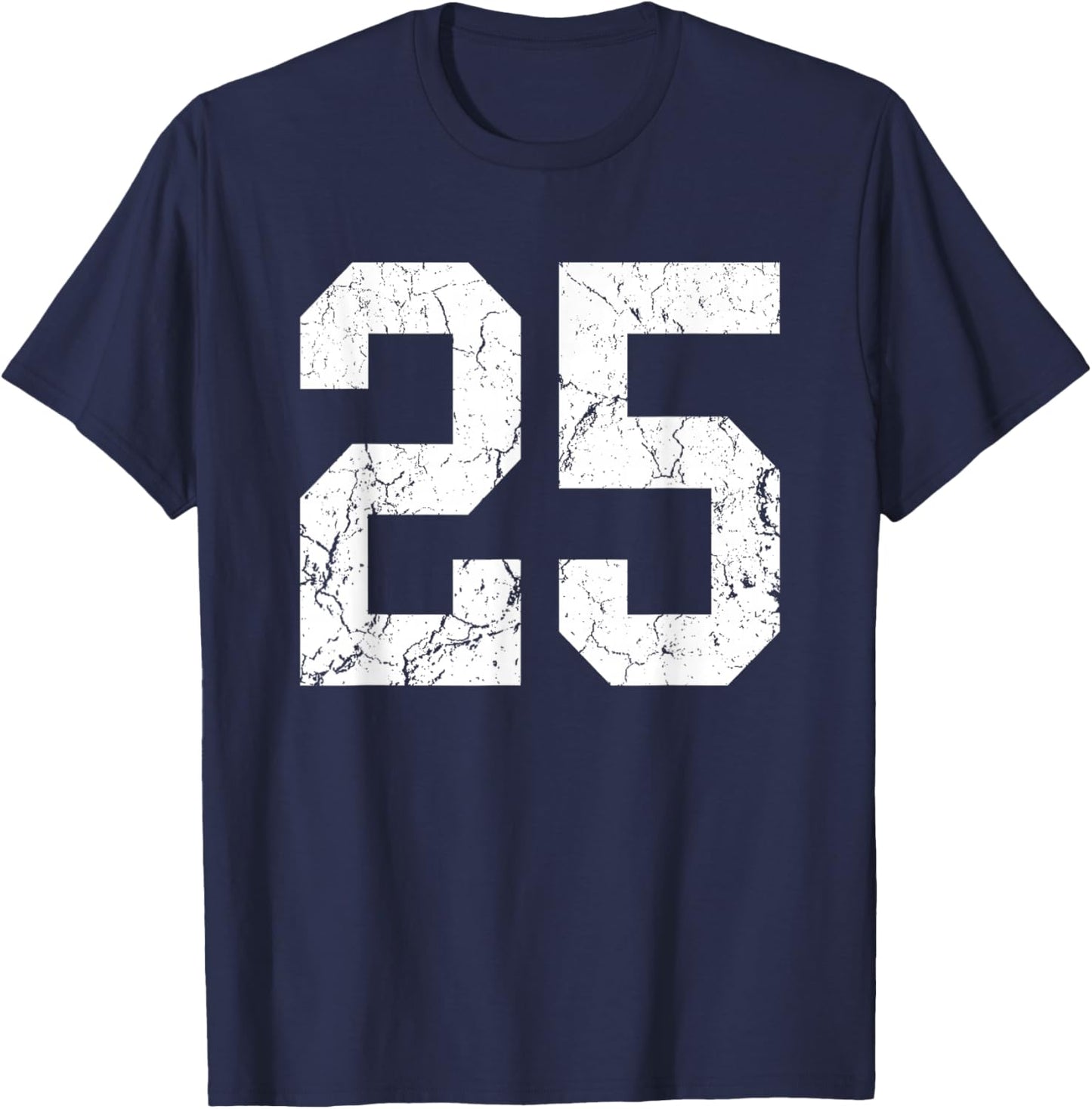 Distressed White Number 25 Jersey Player Uniform #25 T-Shirt - T-Shirt | Navy