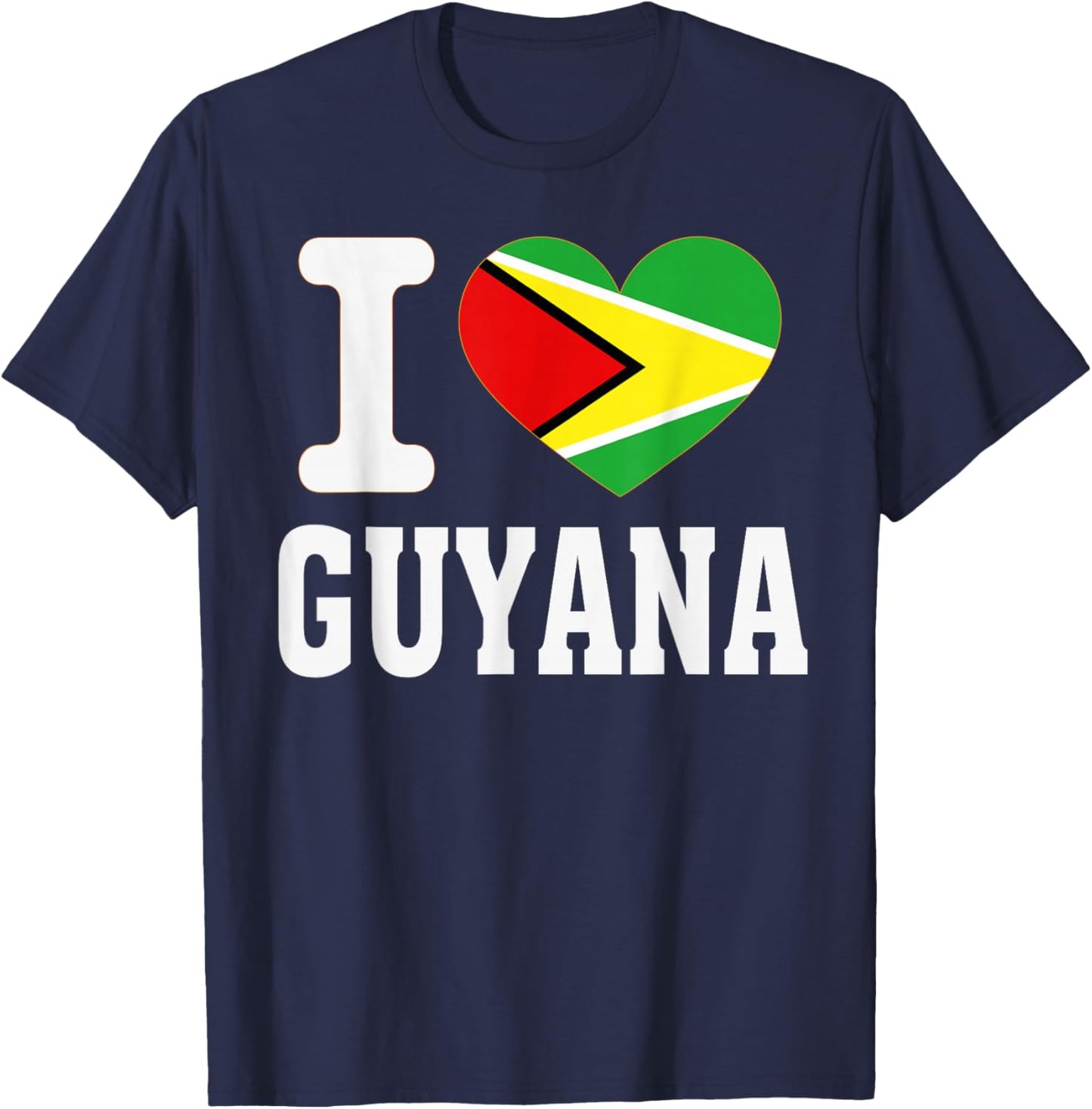 I Love Guyana Heart Souvenir Lovers Pride Travel T-Shirt - T-Shirt | Navy