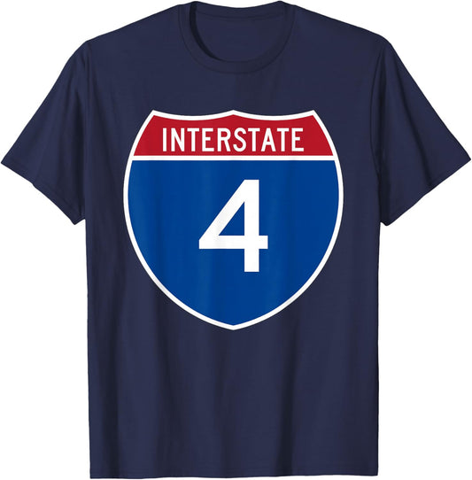 Interstate 4 Sign I-4 Highway Florida T-Shirt - T-Shirt | Navy