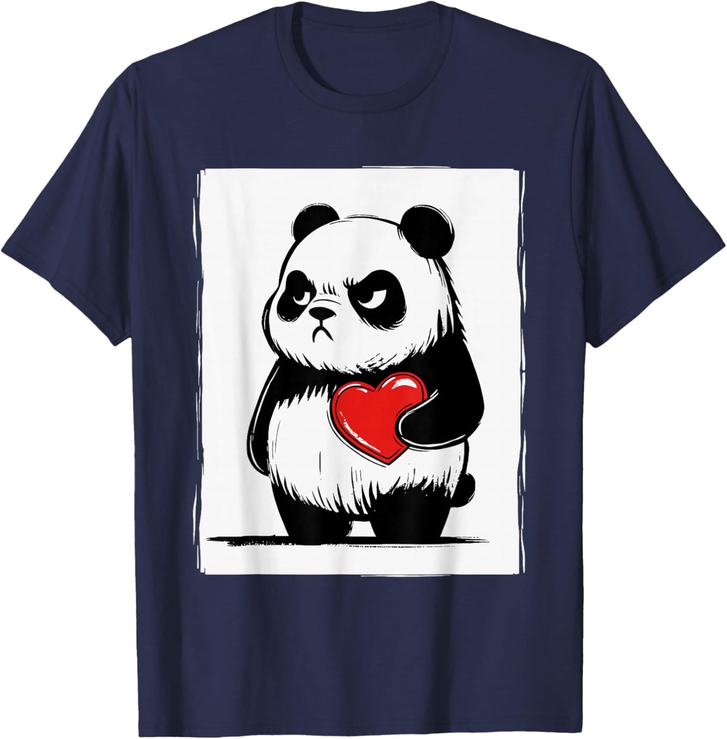 Grumpy Panda Bruh Men Women Teens Kids Funny St. Valentine's T-Shirt - T-Shirt | Navy