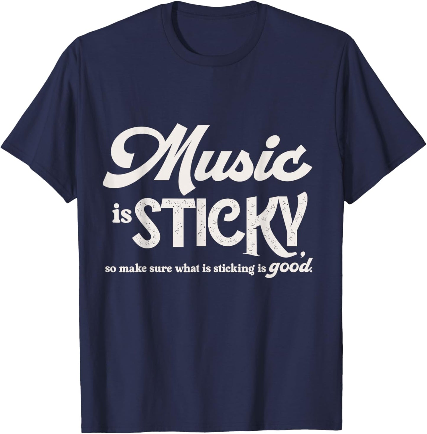 Music is Sticky Retro T-Shirt - T-Shirt | Navy