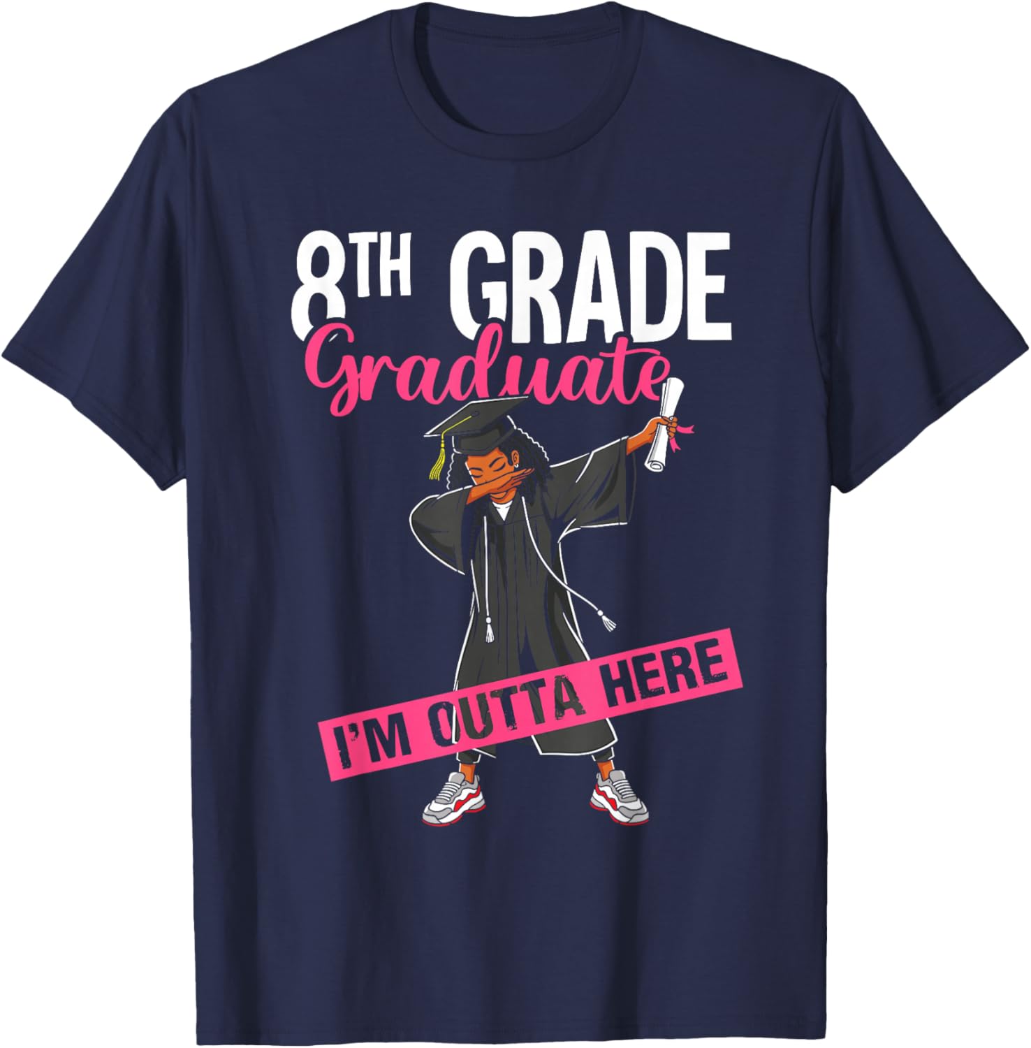 8th Grade Graduate 2026 Dab Black Girl Graduation Class 26 T-Shirt - T-Shirt | Navy