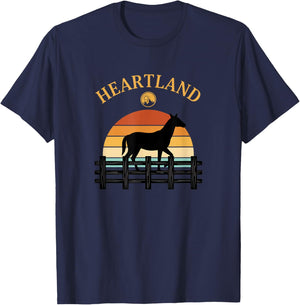 Heartland Horse Sunset Silhouette Farm Country Rustic T-Shirt - T-Shirt | Navy