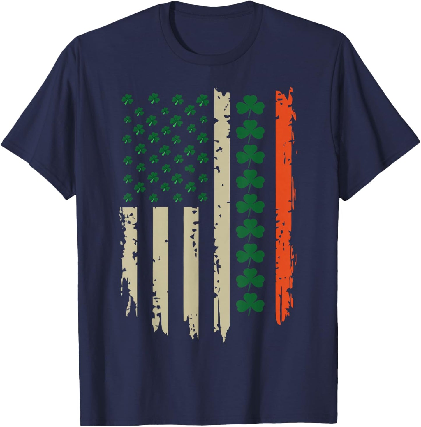 US American Shamrock Flag for St Patricks Day Funny T-Shirt - T-Shirt | Navy
