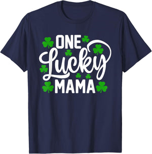 One Lucky Mama Funny St Patrick's Day Shamrocks T-Shirt - T-Shirt | Navy