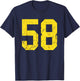 Distressed Bright Gold Number 58 Jersey Player Uniform #58 T-Shirt - T-Shirt | Navy