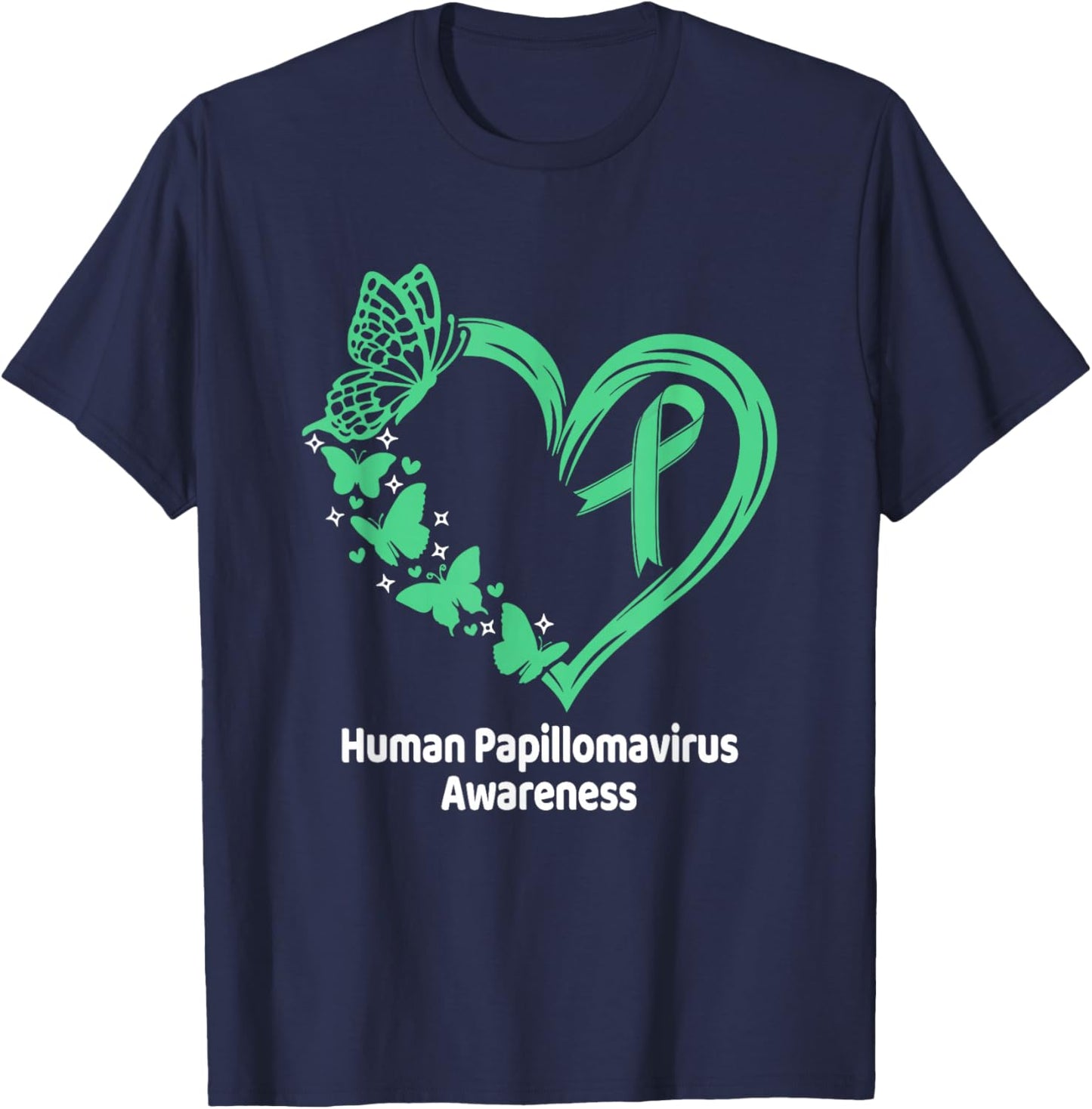 Human Papillomavirus HPV Awareness Heart Butterfly T-Shirt - T-Shirt | Navy