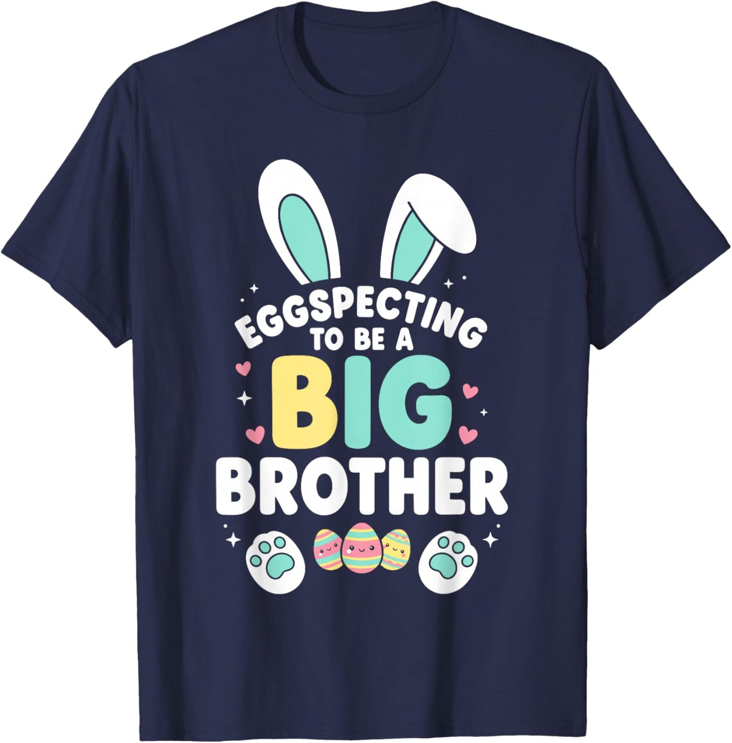 Boy Easter Baby Announcement Eggspecting to Be a Big Brother T-Shirt - T-Shirt | Navy