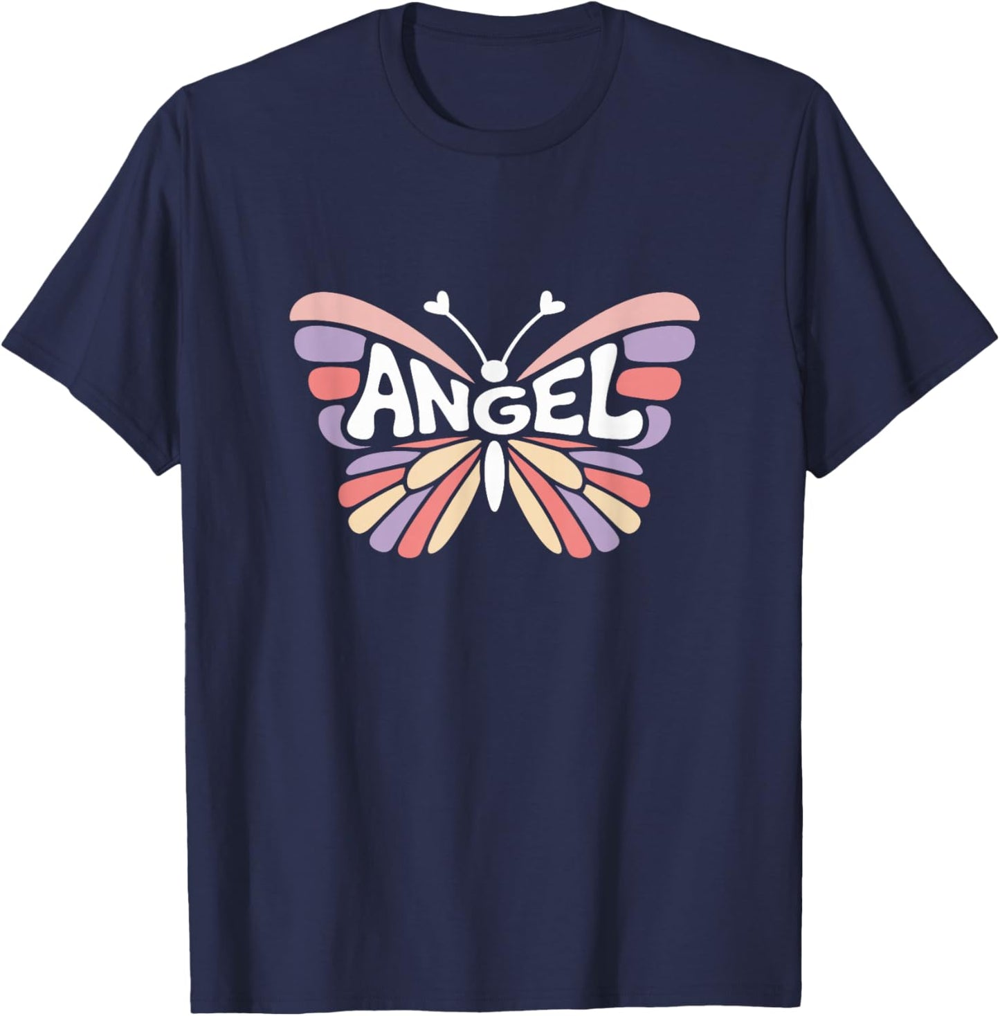 Angel Butterfly - Personalized Cute Name Word Art T-Shirt - T-Shirt | Navy