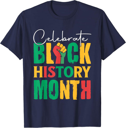 Celebrate Black History Month Women Kids T-Shirt - T-Shirt | Navy