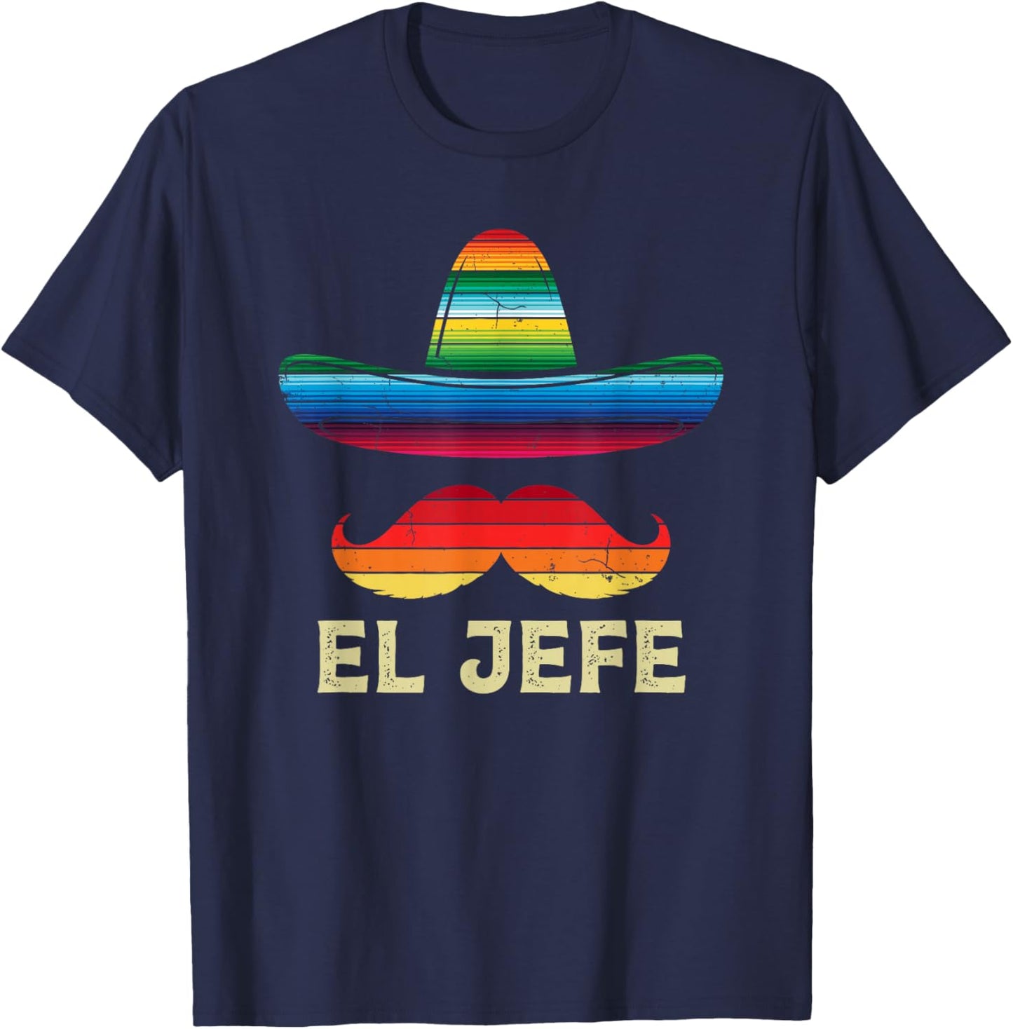 El Jefe Sombrero Moustache T-Shirt - T-Shirt | Navy