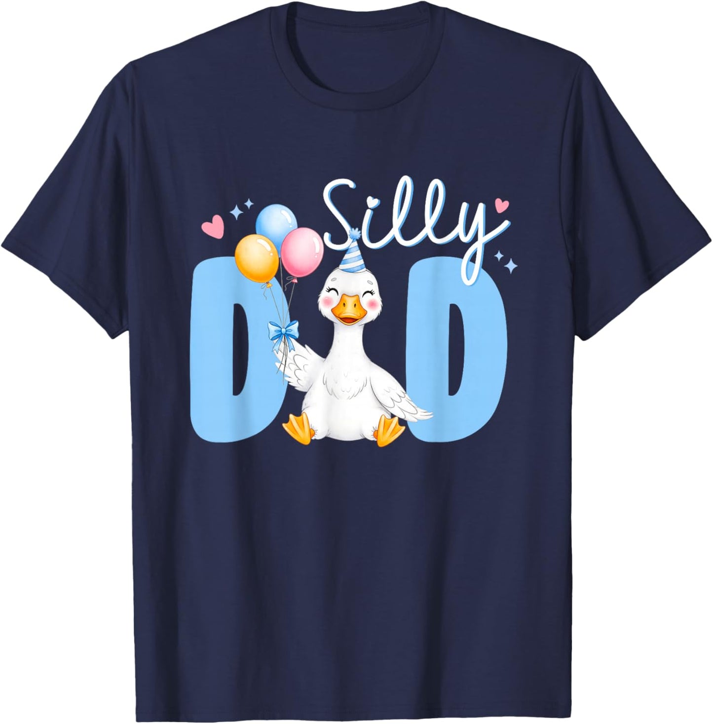 Silly Dad Goose Dad 1st Birthday Family Matching Party T-Shirt - T-Shirt | Navy