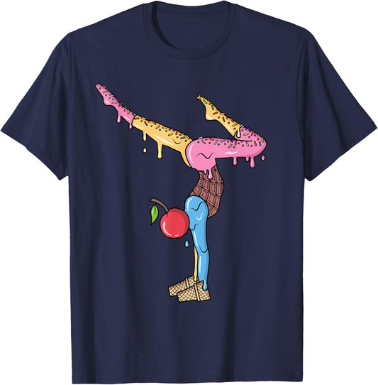 Gymnastics Drip Handstand Kids Girls Dripping Gymnast T-Shirt - T-Shirt | Navy