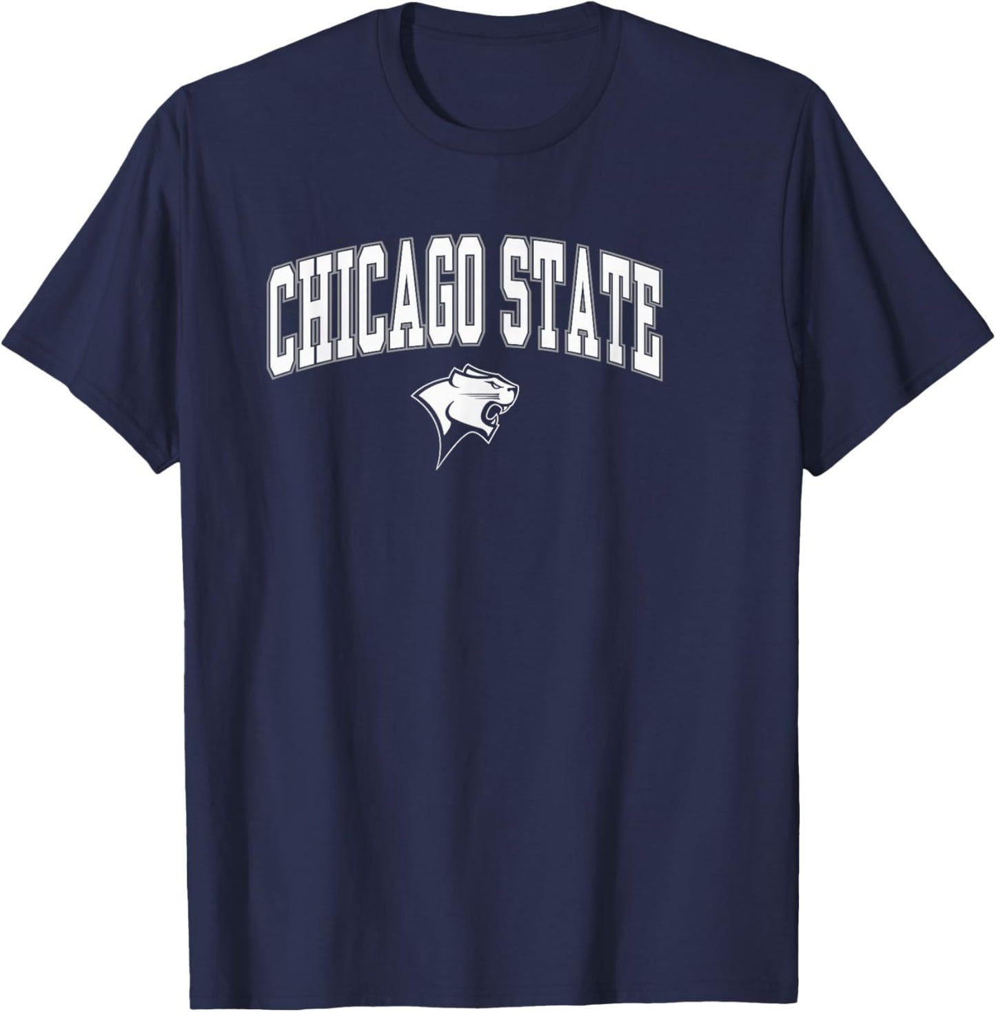 Chicago State Cougars Arch Over Green Officially Licensed T-Shirt - T-Shirt | Navy