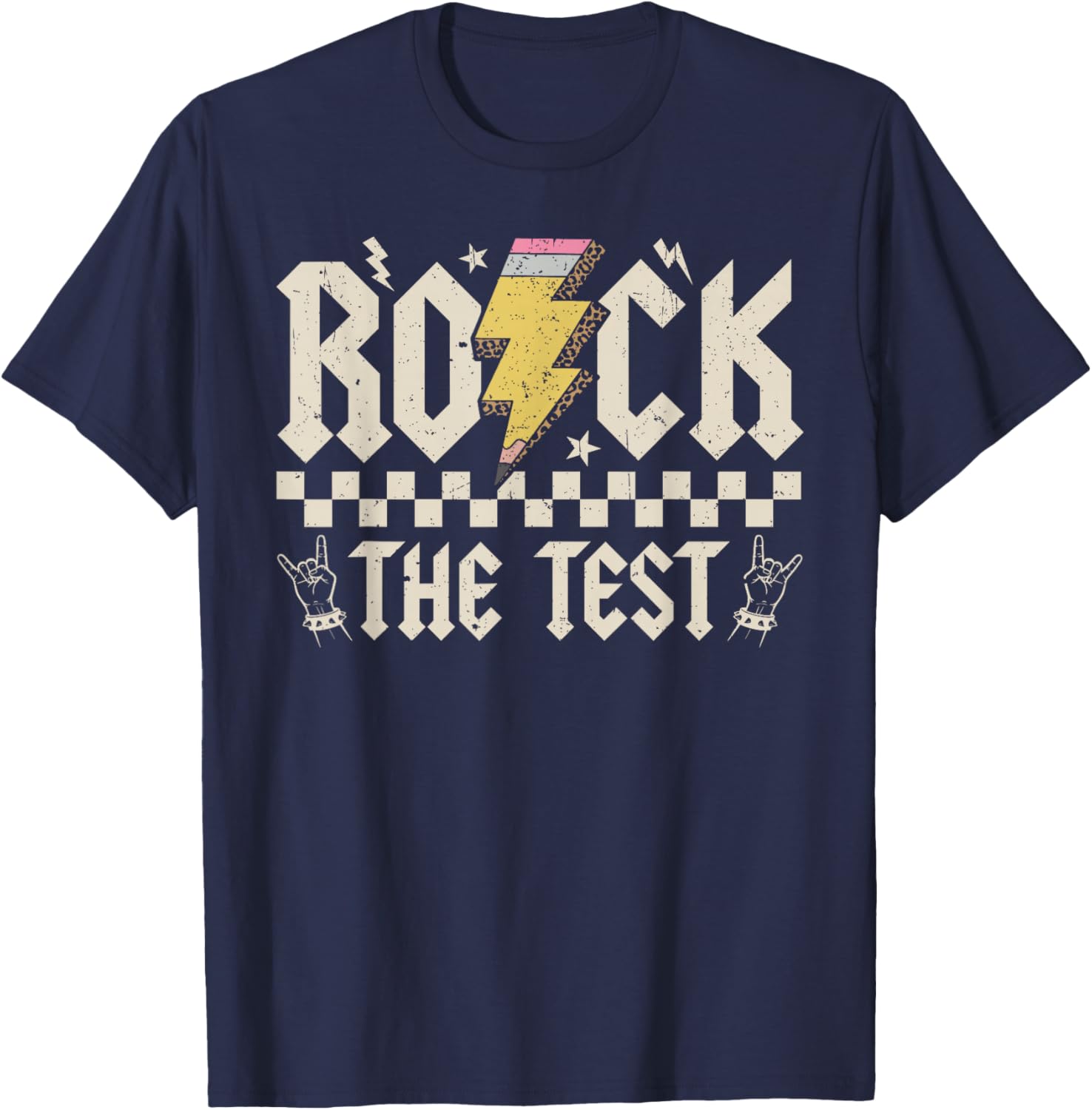 Testing Day Rock The Test ABCD Motivational Teacher Students T-Shirt - T-Shirt | Navy