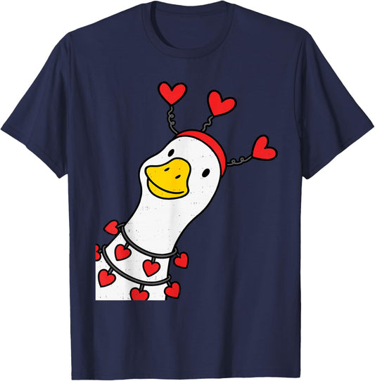 Cute Goose Valentines Day Duck Valentine Women Teen Girl Kid T-Shirt - T-Shirt | Navy