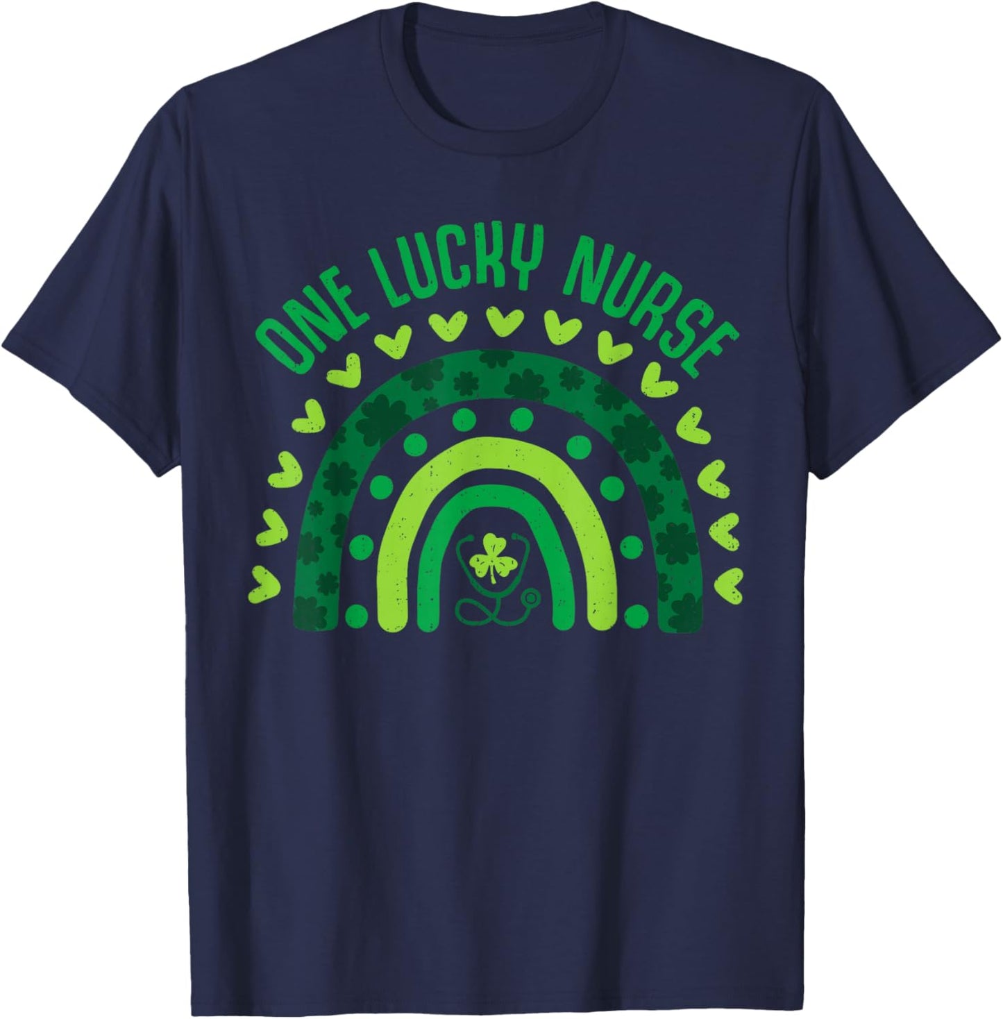 One Lucky Nurse Scrub NICU ICU St Patricks Day Nurses Women T-Shirt - T-Shirt | Navy