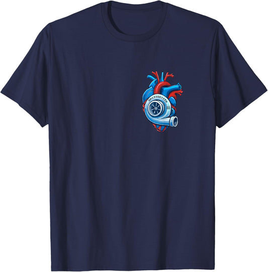 Turbo Heart, Live for Racing, Turbocharger, Boosted T-Shirt - T-Shirt | Navy