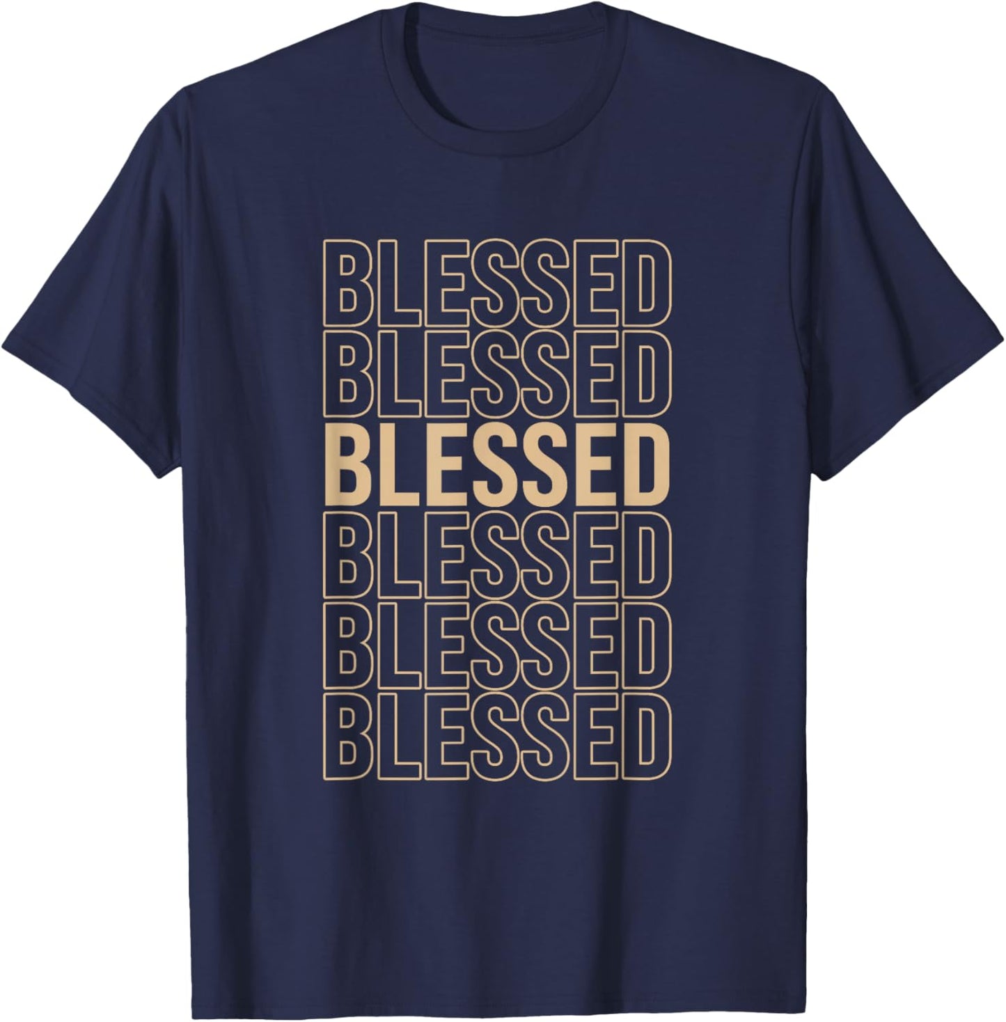 Tan Blessed Tan Color Graphic T-Shirt - T-Shirt | Navy