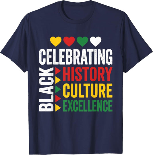 Celebrating Black History Month African Afro Men Women Kids T-Shirt - T-Shirt | Navy