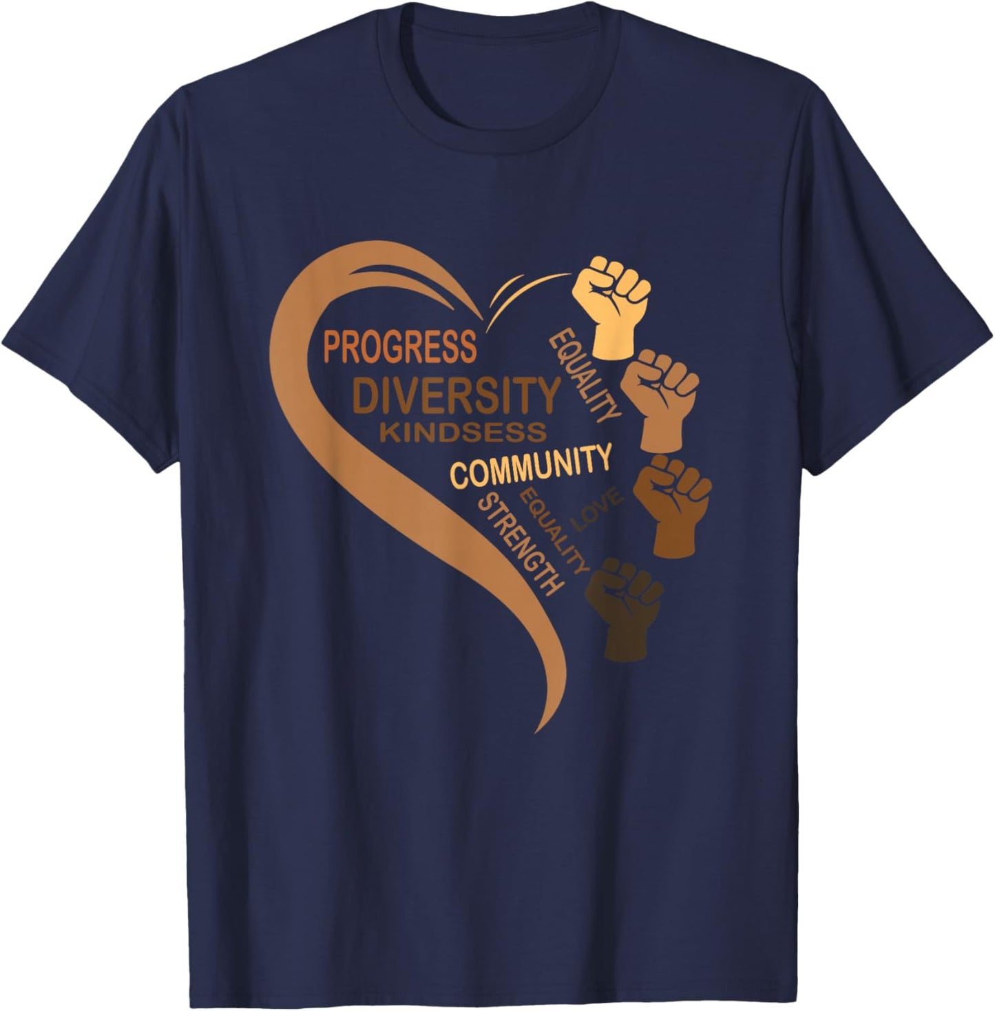 Black History Month Heart Blackity Love Melanin Afro Queen T-Shirt - T-Shirt | Navy