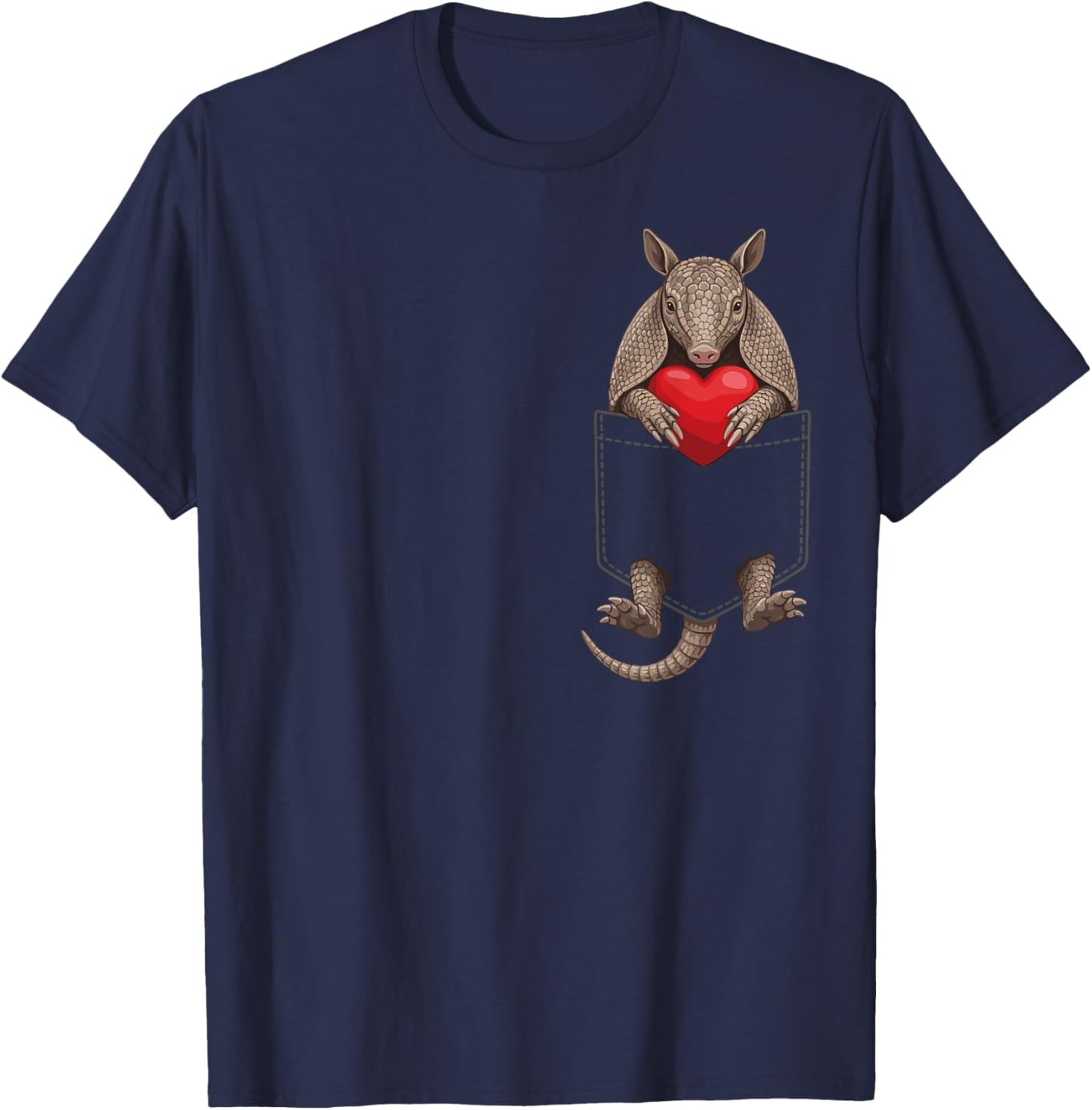 Cute Armadillo in Pocket Animal Lover Design Valentines T-Shirt - T-Shirt | Navy