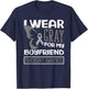 I Wear Gray for My Boyfriend Butterfly Parkinson’s Awareness T-Shirt - T-Shirt | Navy
