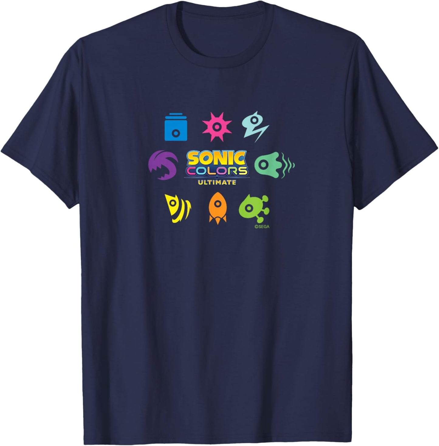Sonic The Hedgehog - Sonic Colors Ultimate Icons T-Shirt - T-Shirt | Navy