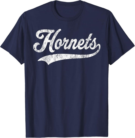 Hornets Vintage Design Men Women Kids T-Shirt - T-Shirt | Navy
