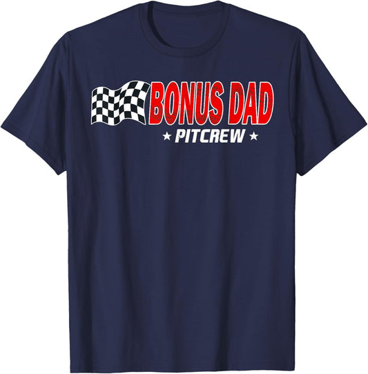 Bonus Dad Pit Crew Race Car Birthday Family Racing T-Shirt - T-Shirt | Navy