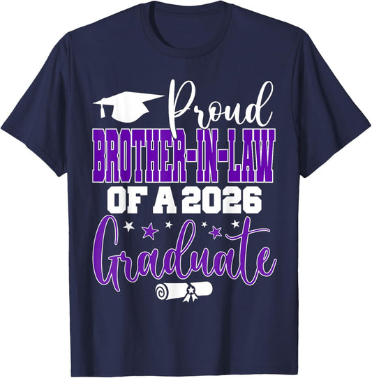 Senior 2026 Proud Brother-in-Law of A Class of 2026 Graduate T-Shirt - T-Shirt | Navy