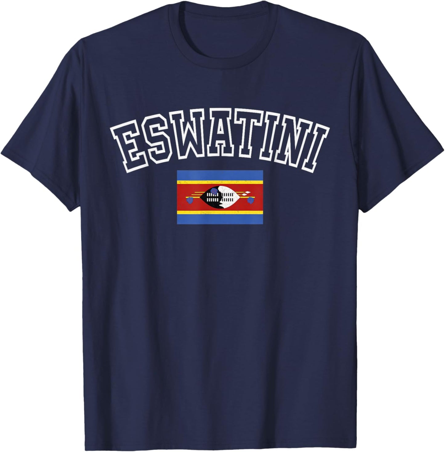 ESWATINI Flag Vintage Distressed Retro Heritage Design T-Shirt - T-Shirt | Navy