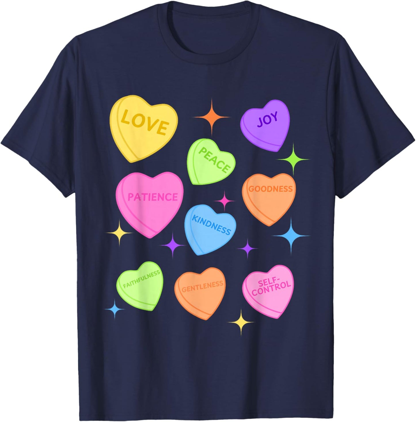 Fruits of Spirit Valentine Christian Valentine Hearts T-Shirt - T-Shirt | Navy
