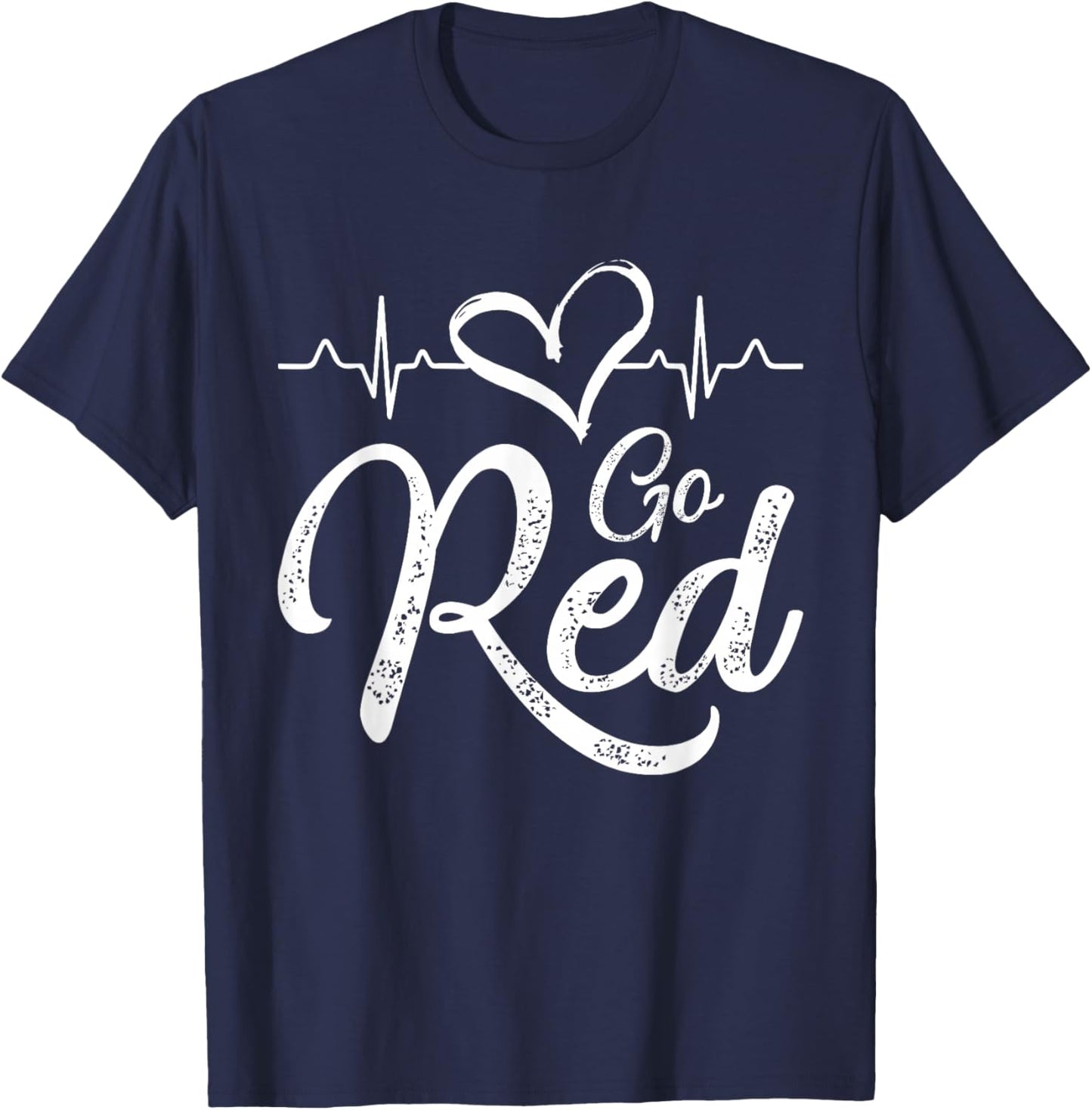 Go Red American Heart Disease Month Awareness T-Shirt - T-Shirt | Navy
