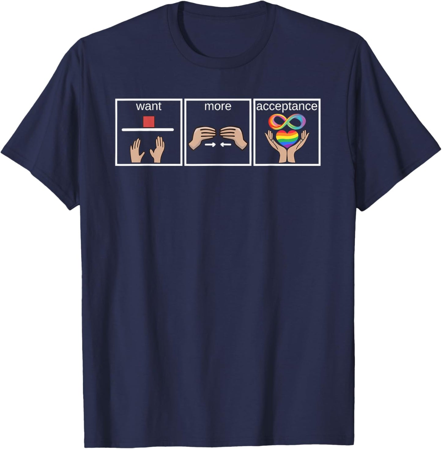 Want More Acceptance Autism Awareness Support Heart Puzzle T-Shirt - T-Shirt | Navy