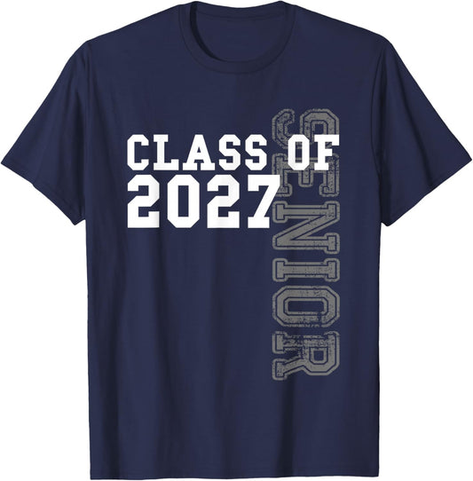 Senior Class of 2027 - Graduation Year High School & College T-Shirt - T-Shirt | Navy