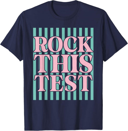 Test Day Teacher Matching State Stripes Rock This Test T-Shirt - T-Shirt | Navy