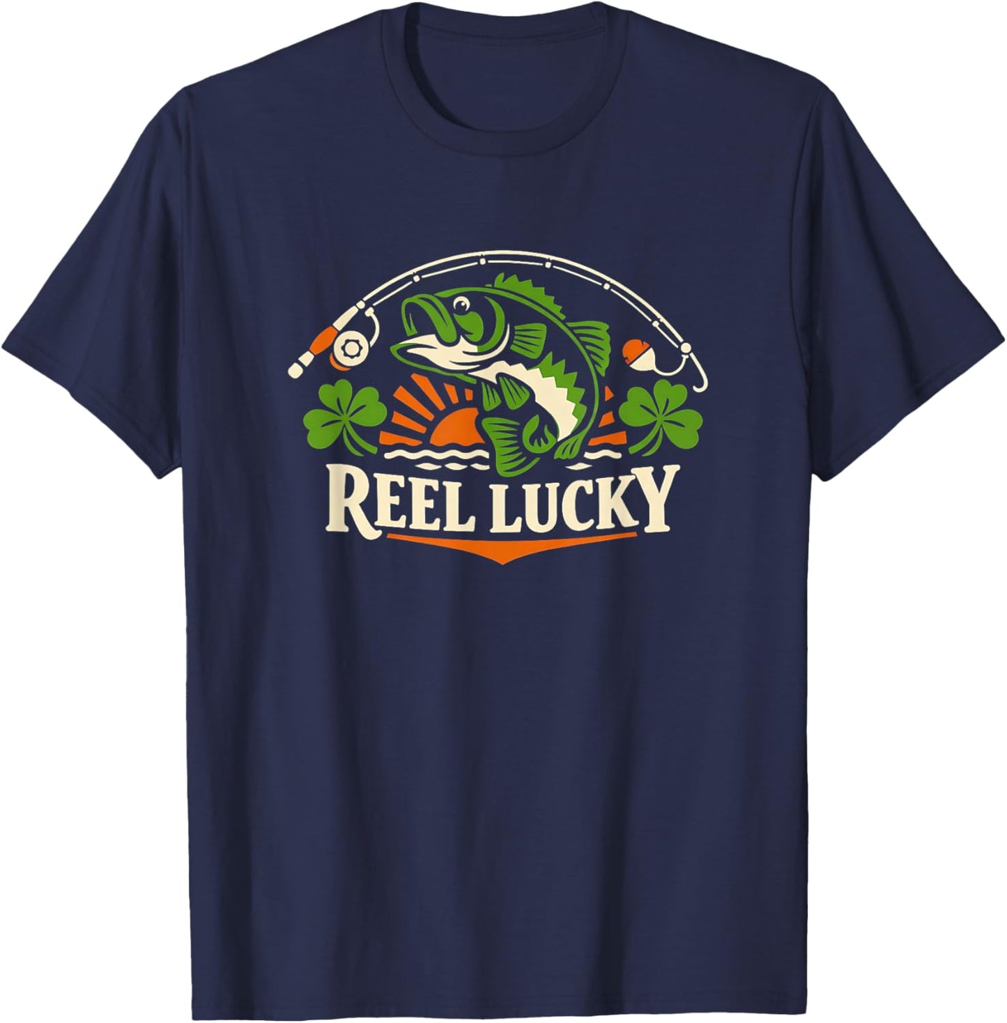 Lucky Angler Shamrock St. Patrick's Day Fishing T-Shirt - T-Shirt | Navy