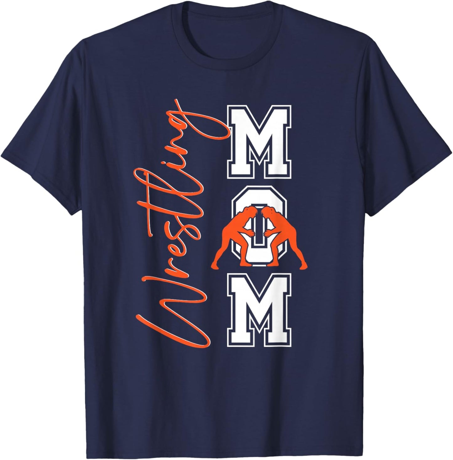 Orange Wrestling Wrestler Mom Mama Mother of Daughter Girl T-Shirt - T-Shirt | Navy