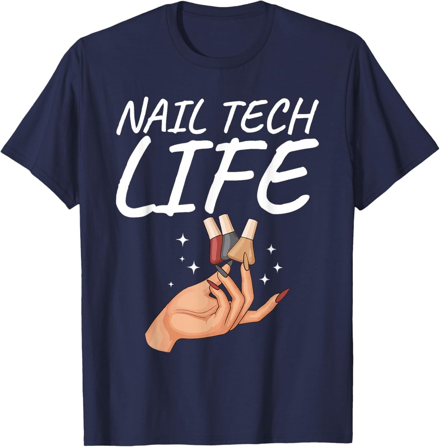 Cute Nail Tech Art Girl Manicurist Nail Technician T-Shirt - T-Shirt | Navy