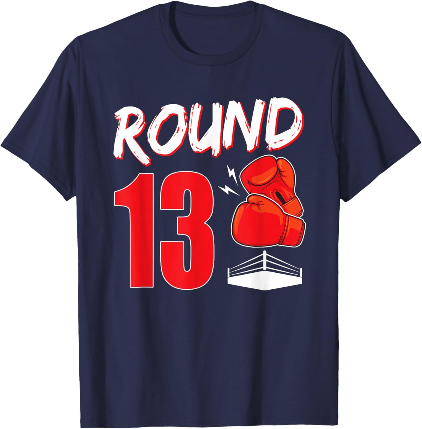 13 Year Old Birthday Boy 13th Birthday Boxing Themed Party T-Shirt - T-Shirt | Navy