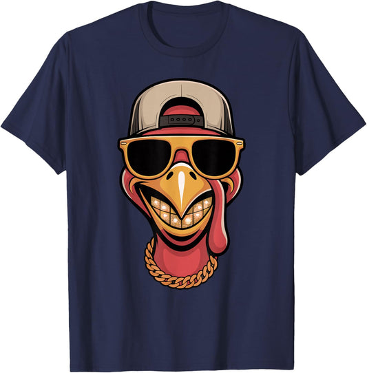 Cool Turkey Funny Thanksgiving Hip Hop Humor T-Shirt - T-Shirt | Navy