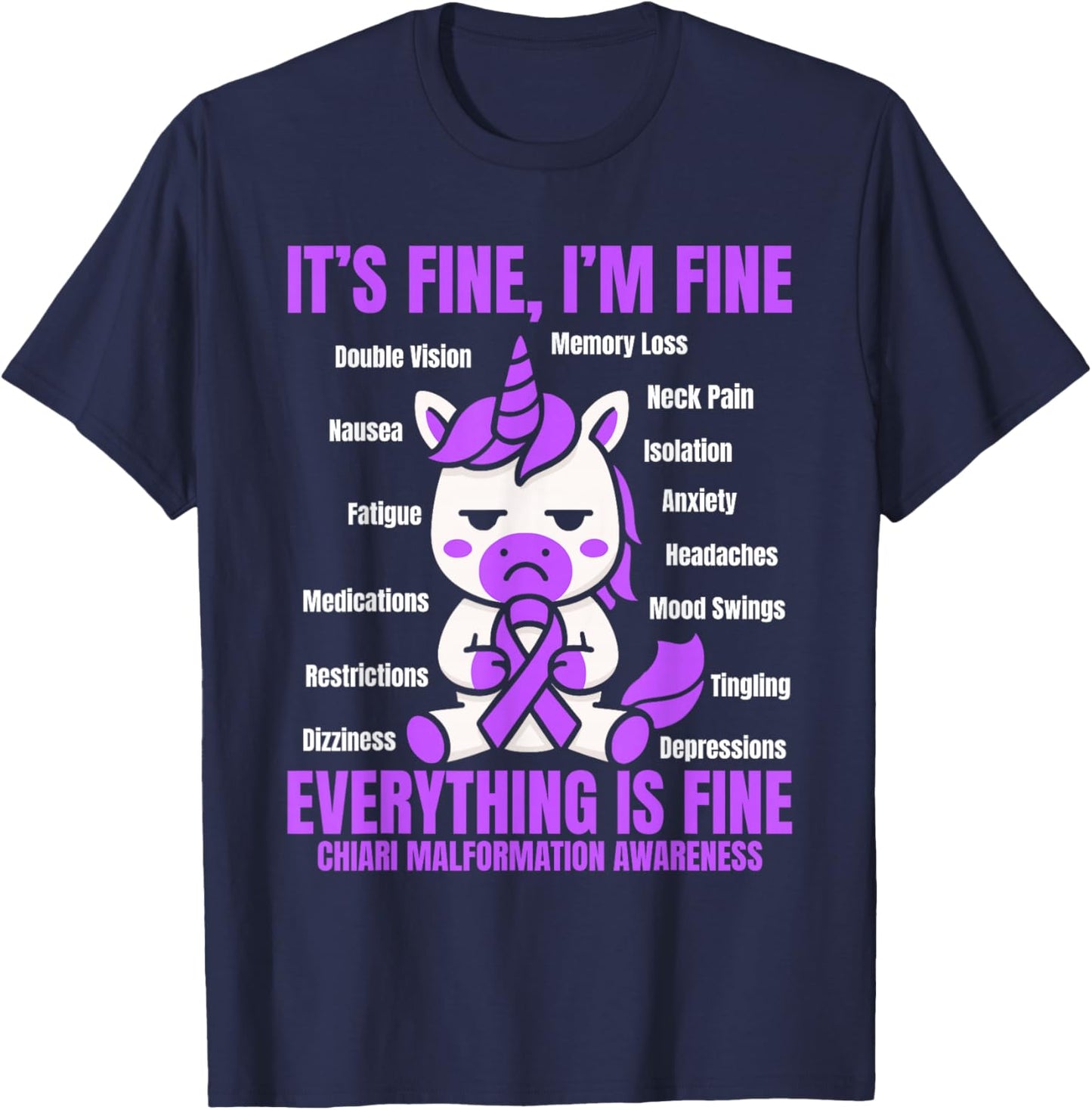 Chiari Malformation Warrior T-Shirt - T-Shirt | Navy